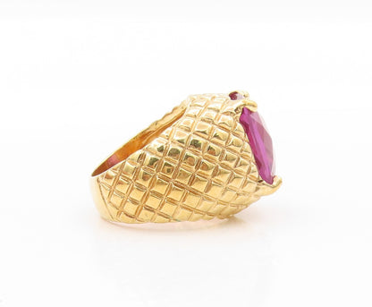 925 Sterling Silver Vintage Ring DAVID SIGAL Gold Plated Square CZ SZ 6  RG31960