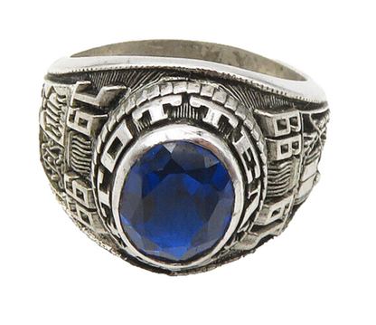 REED 925 Silver Vintage Blue Topaz S.I Totten 1999 Class Ring Sz 8 RG18061