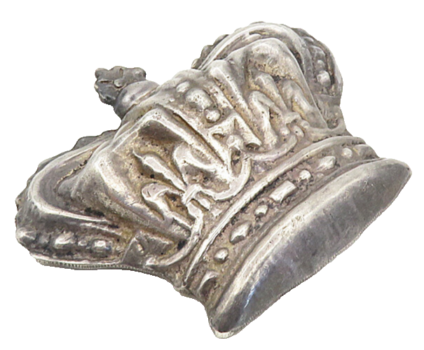 925 Sterling Silver  Vintage Dark Tone Royal Crown Motif Brooch Pin  BP3221