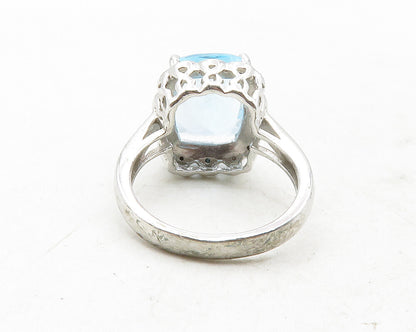 925 Sterling Silver  Topaz & Genuine Diamonds Cocktail Ring Sz 6.5  RG12499