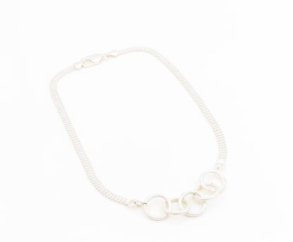925 Sterling Silver Vintage Necklace Classic Interlocking Circle Chain  NE4874