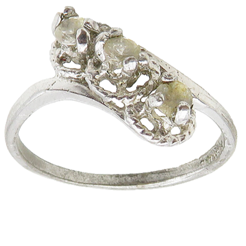925 Sterling Silver  Vintage Petite Topaz 3 Stone Band Ring Sz 8  RG17335