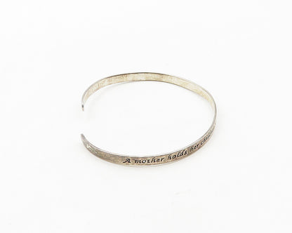 925 LA Sterling Silver  Vintage Mother's Love Quote Cuff Bracelet  BT7712