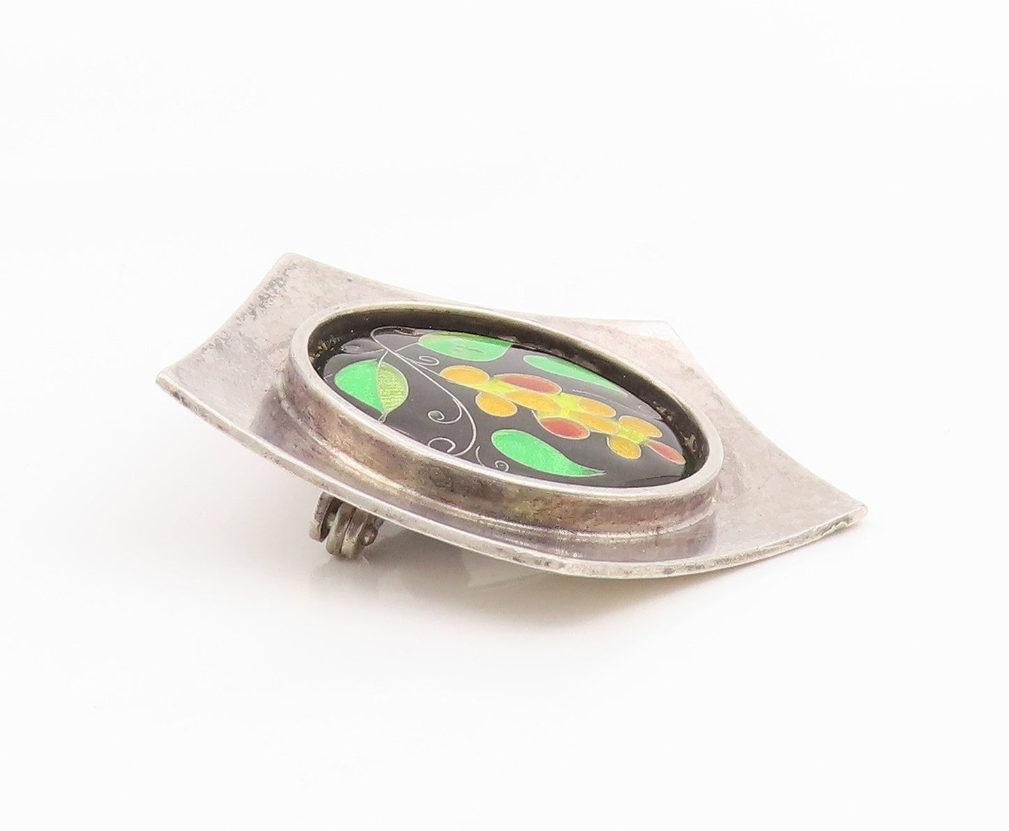 925 Sterling Silver Vintage Brooch Pin PFEIFFER Classic Enamel Grapevine BP12462