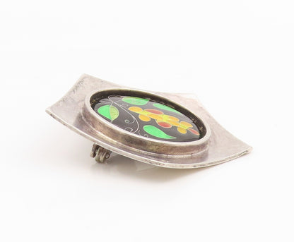 925 Sterling Silver Vintage Brooch Pin PFEIFFER Classic Enamel Grapevine BP12462
