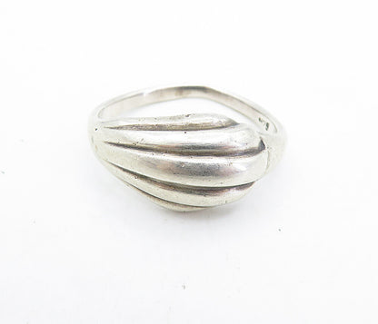 925 Sterling Silver  Vintage Fluted Scalloped Dome Band Ring Sz 8  RG7095