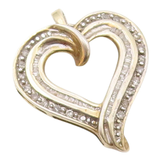 925 Sterling Silver Vintage Dainty Genuine Diamonds Love Heart Pendant PT21854