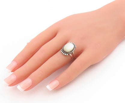 925 Sterling Silver Vintage Ring NAVAJO Moonstone Split Band  Sz 6.5  RG34019