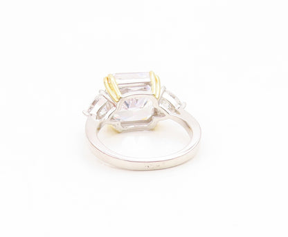925 Sterling Silver Vintage Ring Classic CZ Two Tone Statement Band Sz 6 RG35056