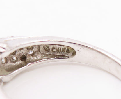 925 Sterling Silver Vintage Ring Sparkling CZ Statement Band  Sz 8.5  RG34197