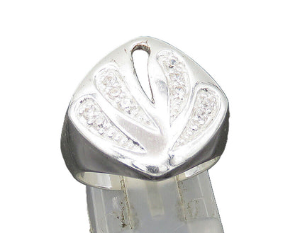 925 Sterling Silver  Vintage Topaz Cutout Detail Shiny Band Ring Sz 7  RG21293