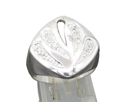 925 Sterling Silver  Vintage Topaz Cutout Detail Shiny Band Ring Sz 7  RG21293