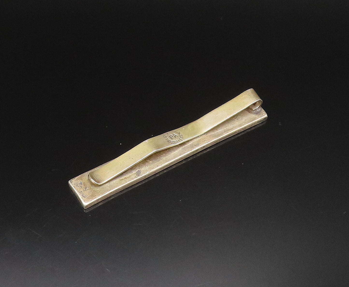PA MEXICO 925 Sterling Silver Vintage Carved Half Spirals Tie Clip TR3377