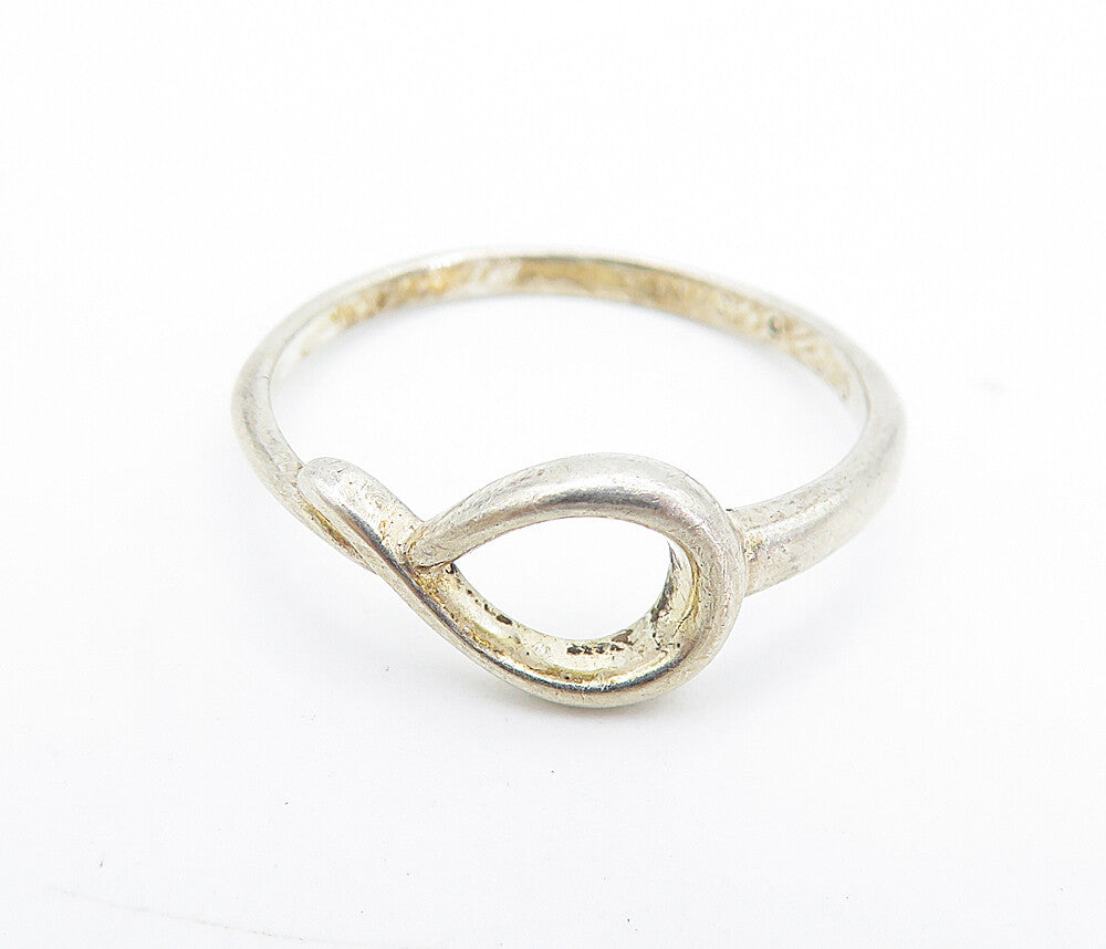 925 Sterling Silver  Vintage Shiny Loop Swirl Design Band Ring Sz 9  RG7459