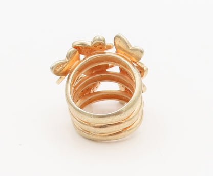 925 Sterling Silver  Vintage  3 Split Band CZ Butterflies Ring Sz 6  RG26980