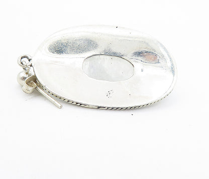 925 Sterling Silver  Vintage Cabochon Cut Quartz Floral Drop Earrings  EG3081