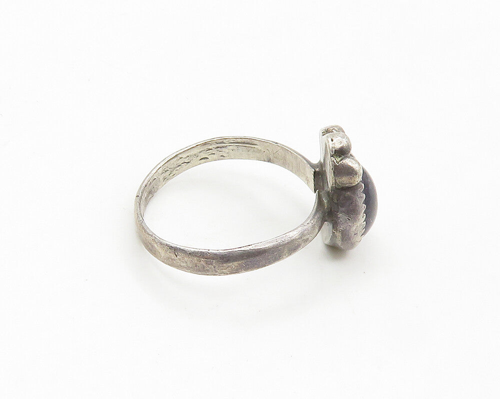NAVAJO 925 Silver  Vintage Cabochon Cut Amethyst Band Ring Sz 6  RG18049