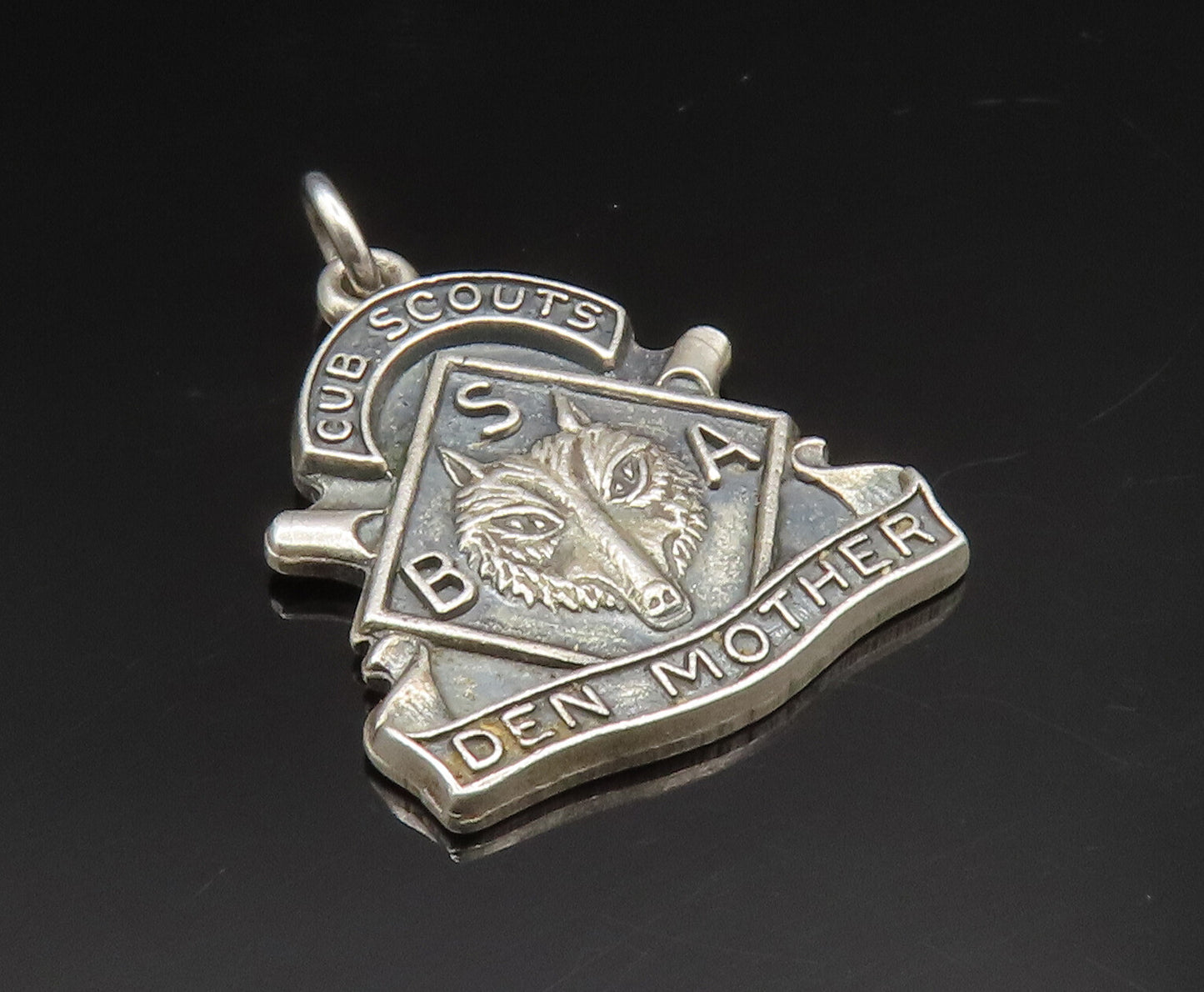 925 Sterling Silver  Vintage Cub Scouts BSA Den Mother Pendant  PT20463