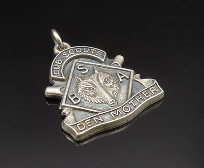 925 Sterling Silver  Vintage Cub Scouts BSA Den Mother Pendant  PT20463