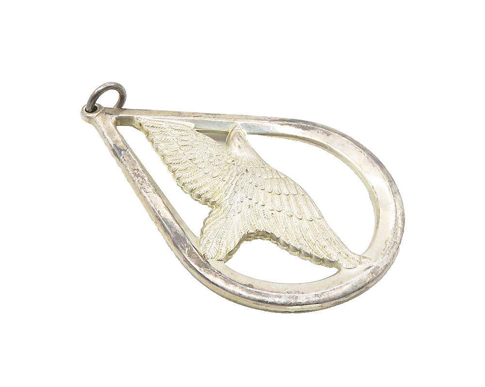 WALLACE 925 Sterling Silver  Vintage Peace On Earth Flying Dove Pendant PT7770