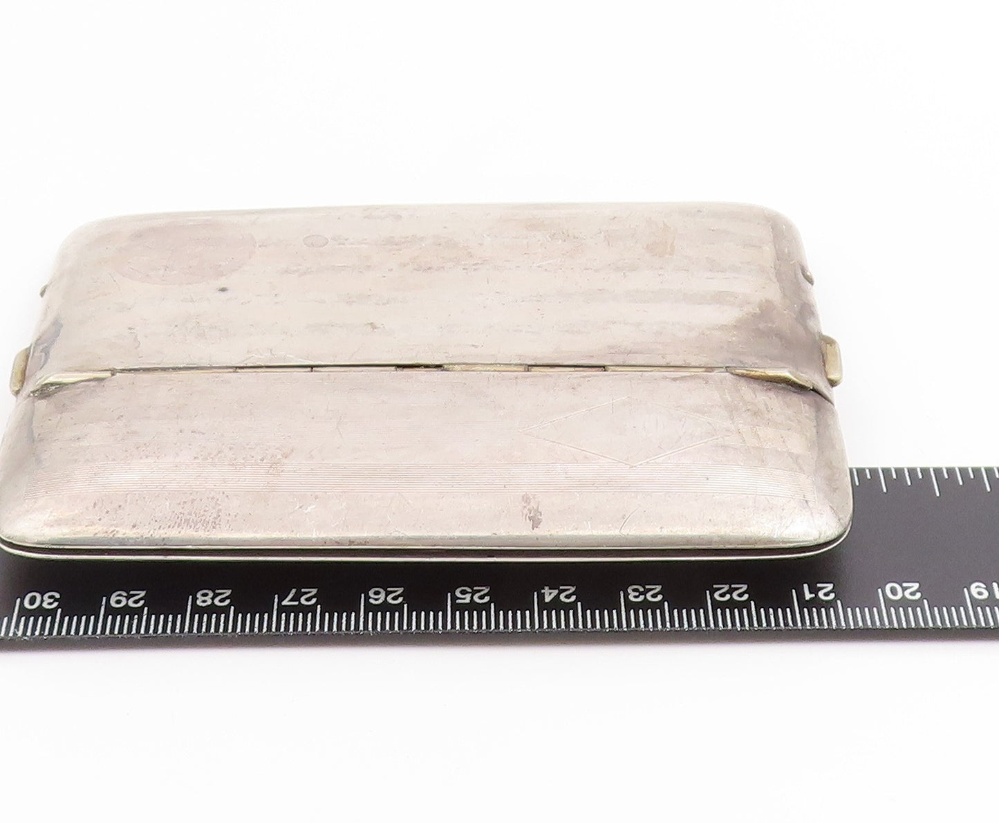 925 Sterling Silver Vintage Card Case Modernist Engraved Pattern Wallet  TR4250