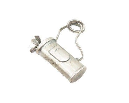 925 Sterling Silver  Vintage Petite Bag Of Gold Clubs Sports Pendant  PT8158