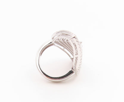 925 Sterling Silver Vintage Ring Classic CZ Halo Marquise Web  Sz 6.5  RG35527