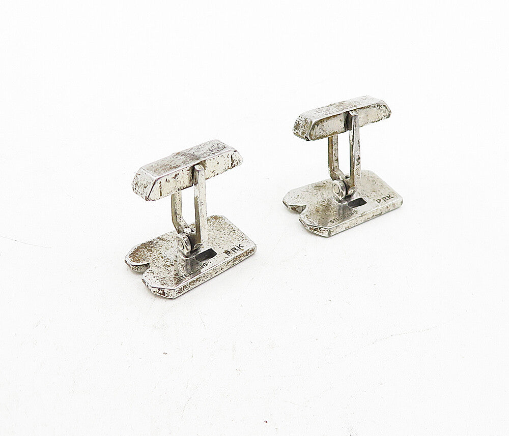 925 Sterling Silver  Vintage Sparkling Uppercase B Initial Cuff Links  TR1138