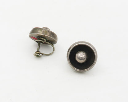 PLP MEXICO 925 Silver  Vintage Dark Tone Round Non Pierce Earrings  EG9009