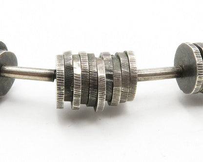 925 Sterling Silver Vintage Beaded Dark Tone Bar Collar Necklace NE2139