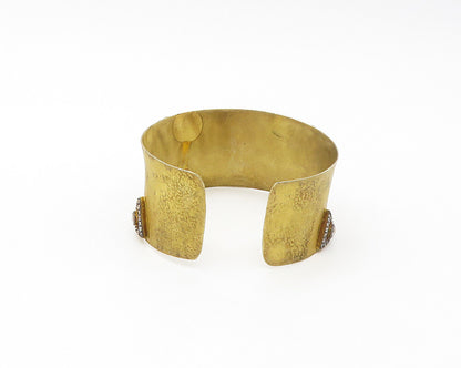 925 Sterling Silver  Vintage Cubic Zirconia Gold Plated Cuff Bracelet  BT6641