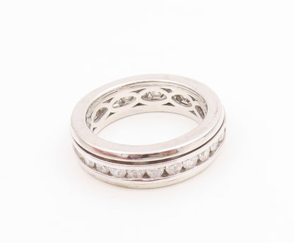 925 Sterling Silver Vintage Ring Channel Set CZ Chunky Spinner Band Sz 7 RG35341