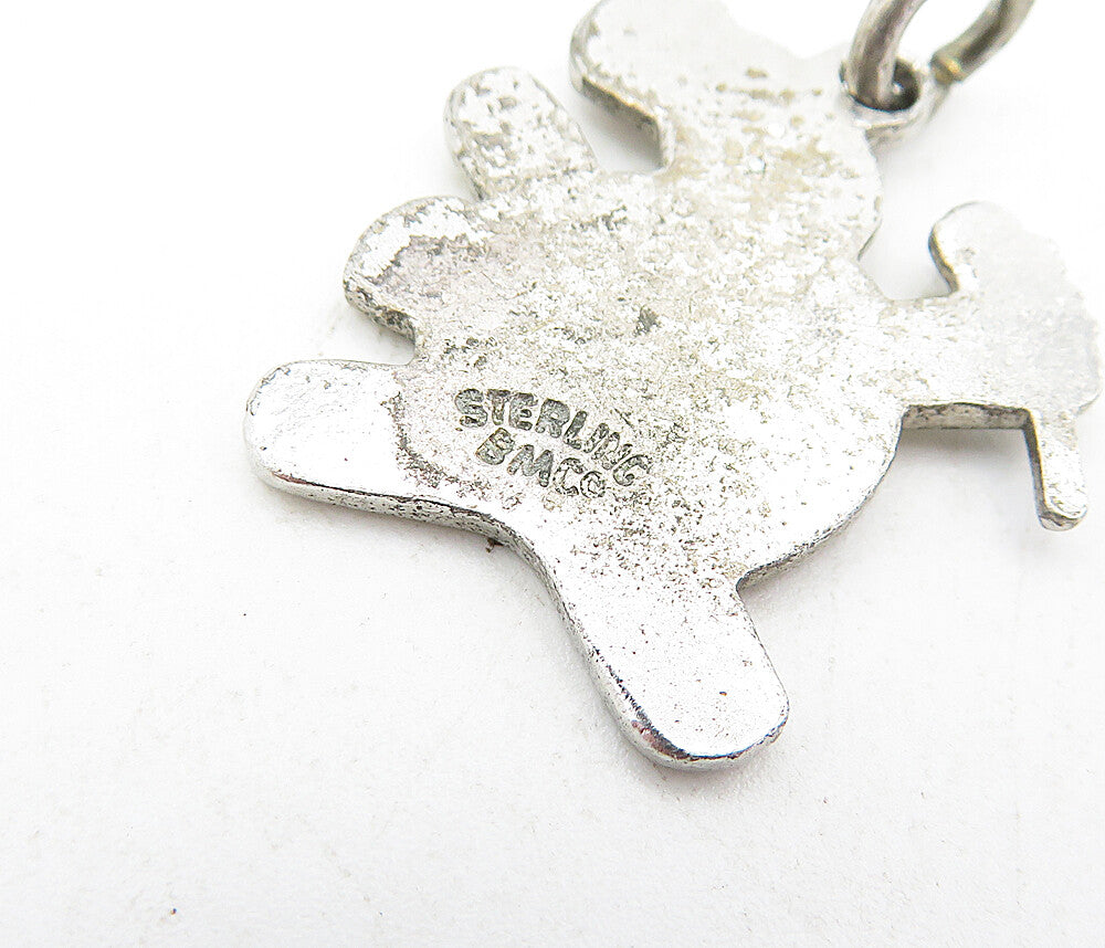 925 Sterling Silver Vintage Enamel Carnaval De Quebec Snowman Pendant PT3625