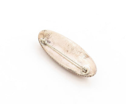 925 Sterling Silver Vintage Brooch Pin Cabochon Oval Pink Gemstone  BP11371