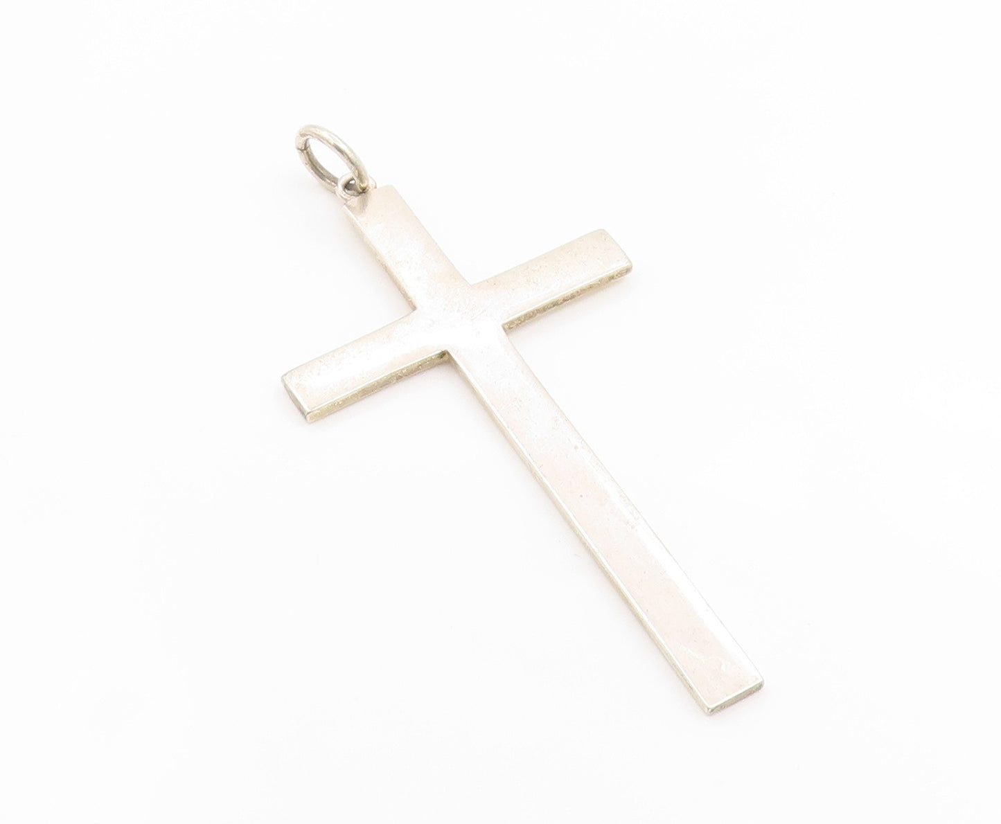 925 Sterling Silver Vintage Pendant Minimalist Large Religious Cross  PT26307