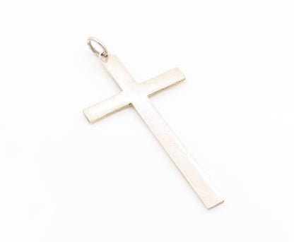 925 Sterling Silver Vintage Pendant Minimalist Large Religious Cross  PT26307