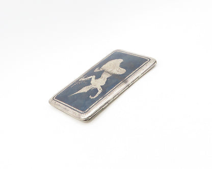 SIAM 925 Silver  Vintage Antique Niello Enamel Dancer Cigarette Case  TR2506