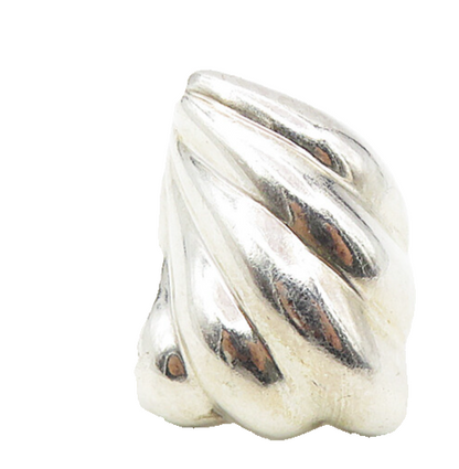 MEXICO 925 Sterling Silver  Vintage Shiny Fluted Cocktail Ring Sz 6.5  RG9033