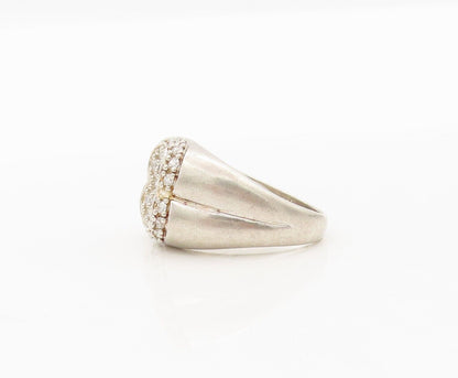 925 Sterling Silver Vintage Ring Designer CZ Inlay Solid Carved  Sz 7  RG28231