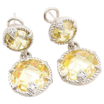 925 Sterling Silver Vintage Earrings JUDITH RIPKA Faceted Citrine Drop  EG14497