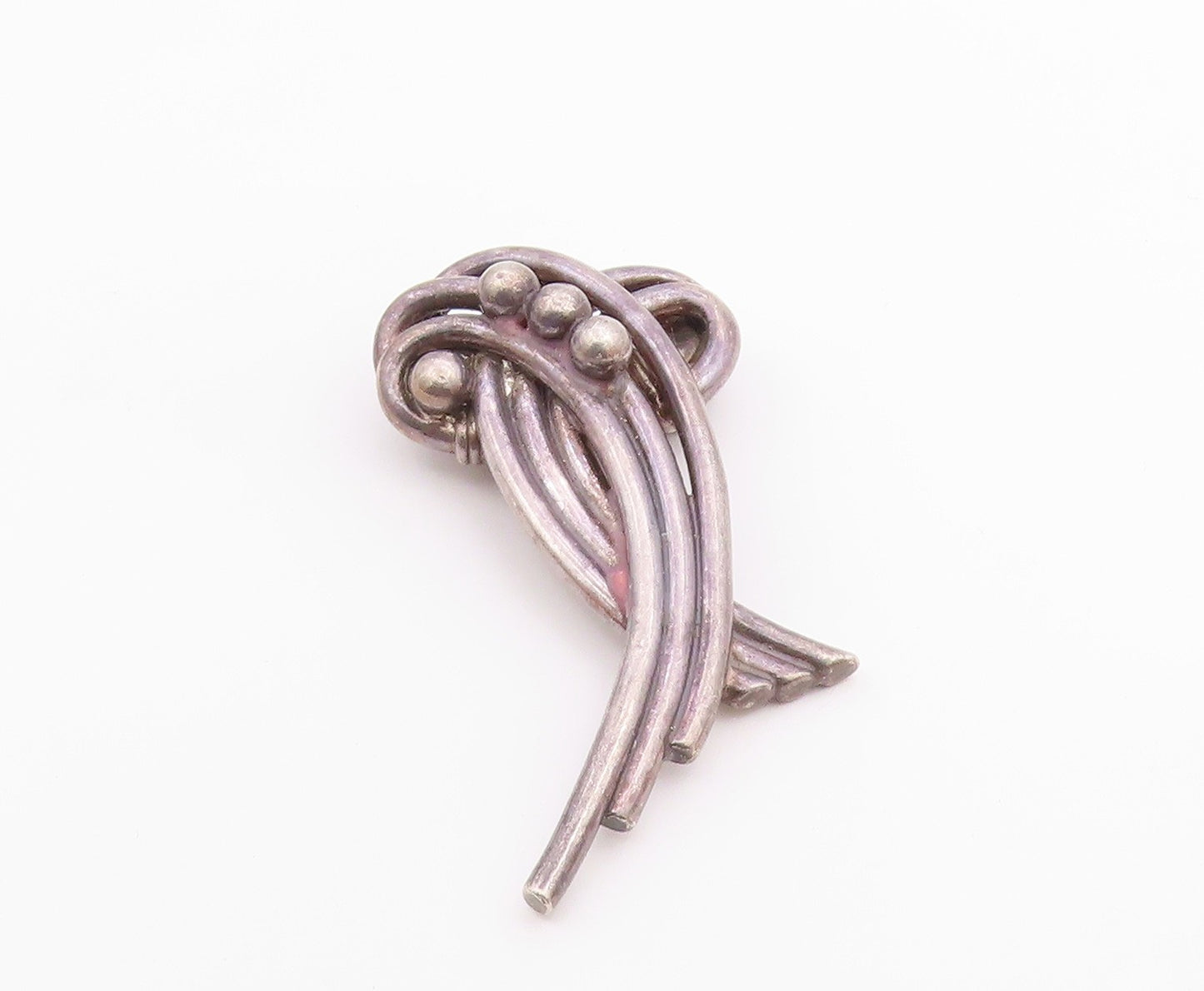 925 Sterling Silver  Vintage Heavy Large Dark Tone Ribbon Brooch Pin  BP8786