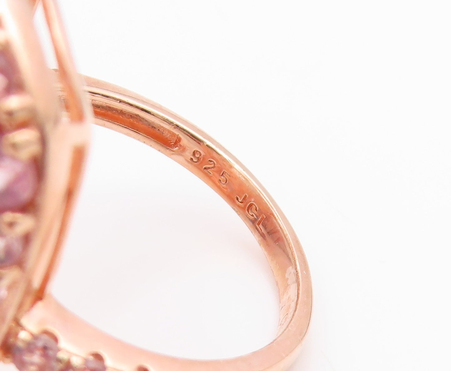 925 Sterling Silver Vintage Ring Rose Gold Plated Real Gemstone  Sz 8  RG35487