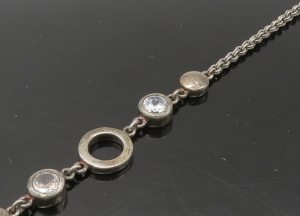TONI 925 Sterling Silver  Vintage Cubic Zirconia Chain Necklace  NE3640