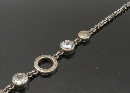 TONI 925 Sterling Silver  Vintage Cubic Zirconia Chain Necklace  NE3640
