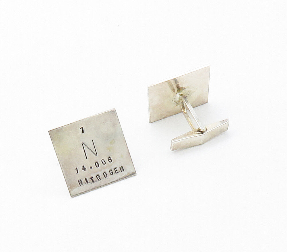 925 Sterling Silver  Vintage Nitrogen & Fluorine Elements Cuff Links  TR2103