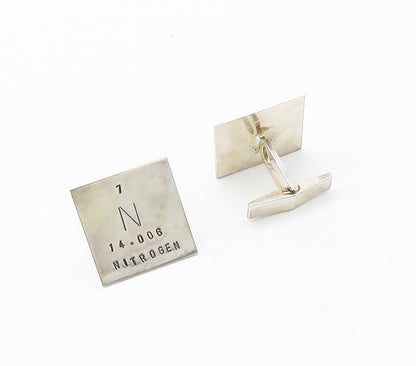 925 Sterling Silver  Vintage Nitrogen & Fluorine Elements Cuff Links  TR2103