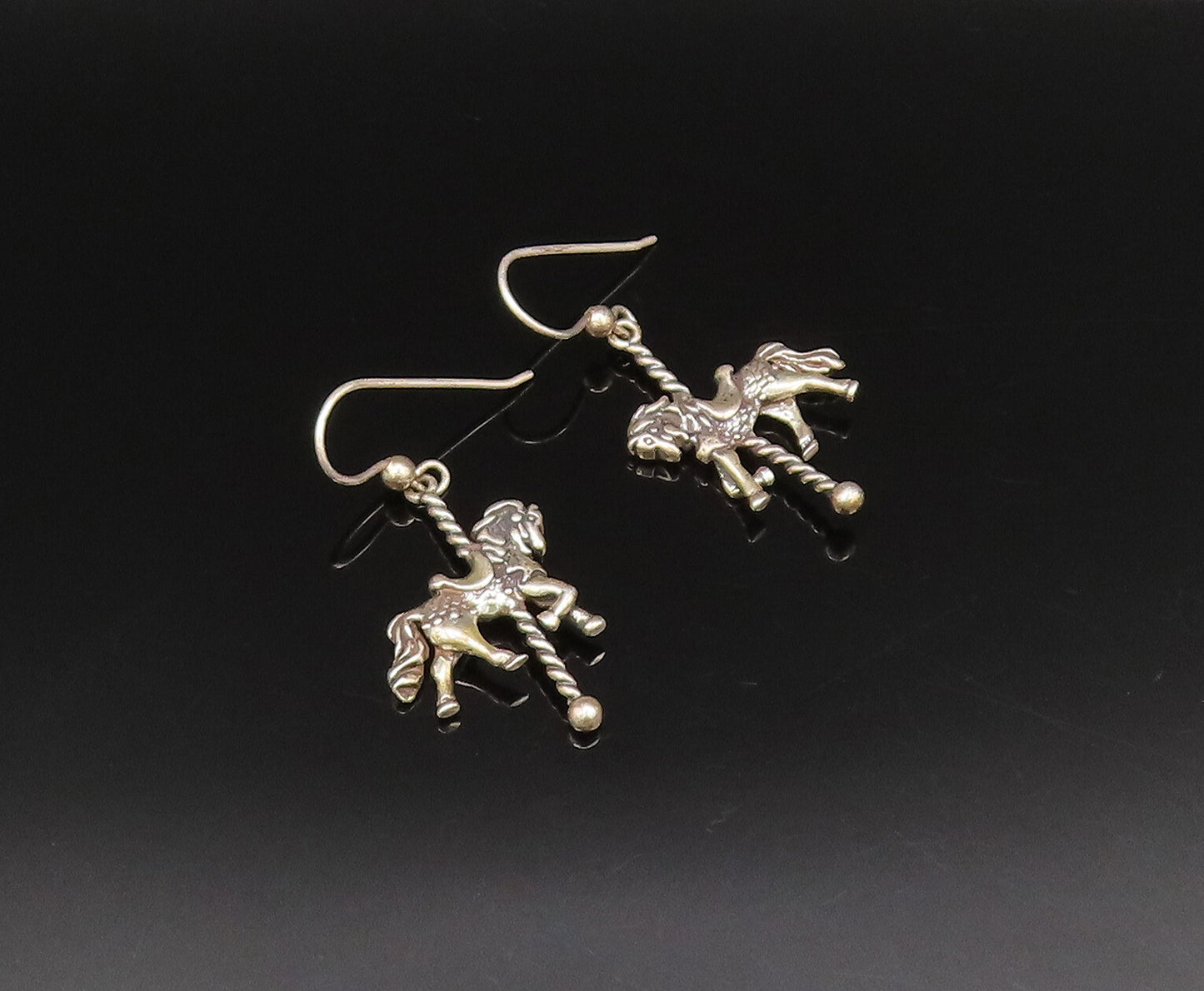 925 Sterling Silver  Vintage Carousel Horse Dangle Earrings  EG12052