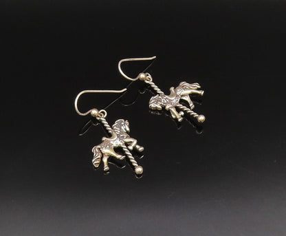 925 Sterling Silver  Vintage Carousel Horse Dangle Earrings  EG12052