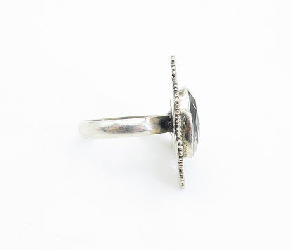 925 Sterling Silver  Vintage Topaz Swirl Border Cocktail Ring Sz 7.5  RG7853