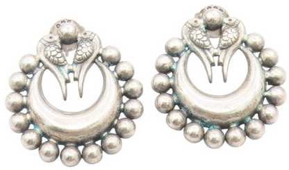 925 Sterling Silver Vintage Earrings Crescent Moon & Twin Bird Studs  EG13972